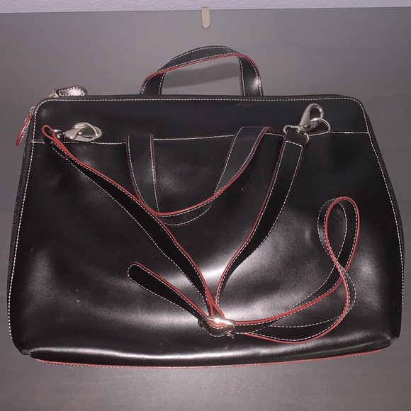 Lodis Black Leather Laptop Bag - Picture 3 of 5